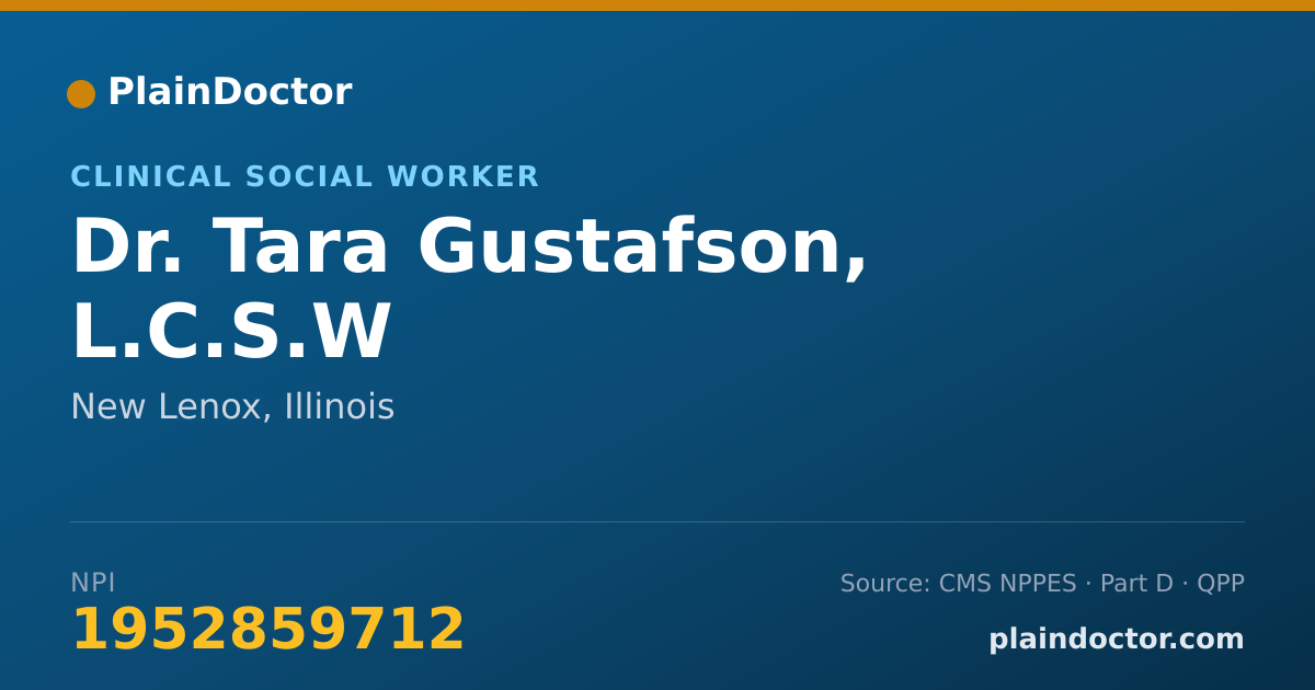 Shareable card for Tara Gustafson, L.C.S.W - Clinical Social Worker, New Lenox, IL