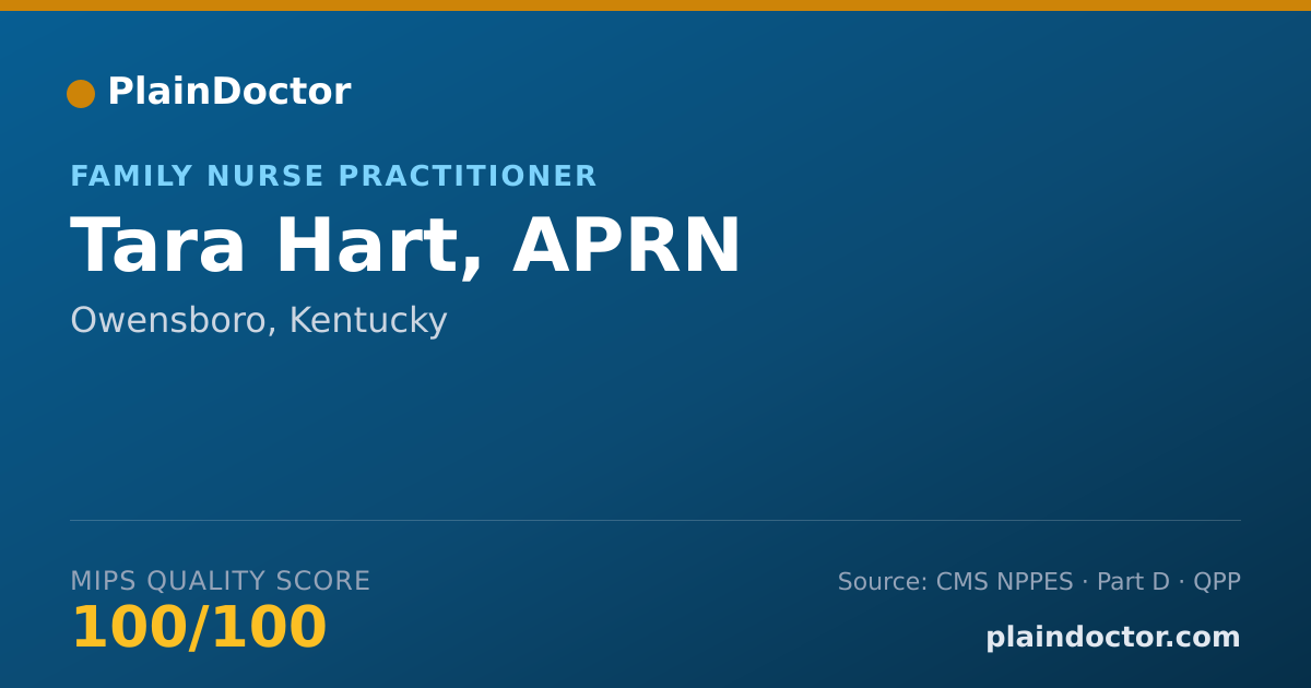 Shareable card for Tara Hart, APRN - Family Nurse Practitioner, Owensboro, KY