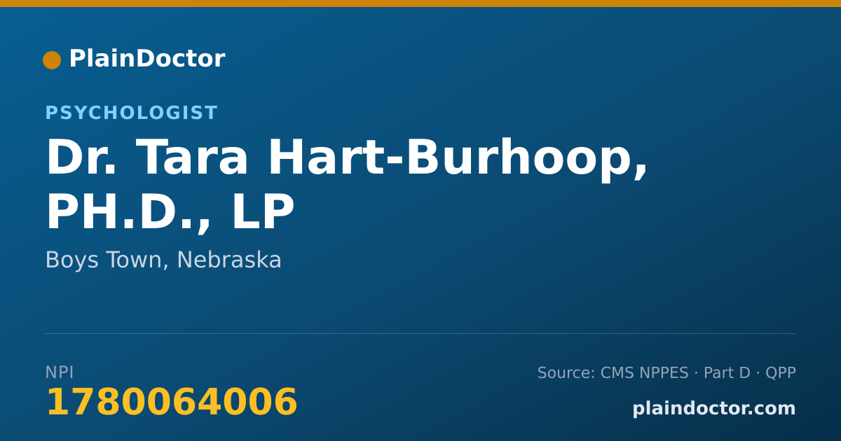 Shareable card for Tara Hart-Burhoop, PH.D., LP - Psychologist, Boys Town, NE