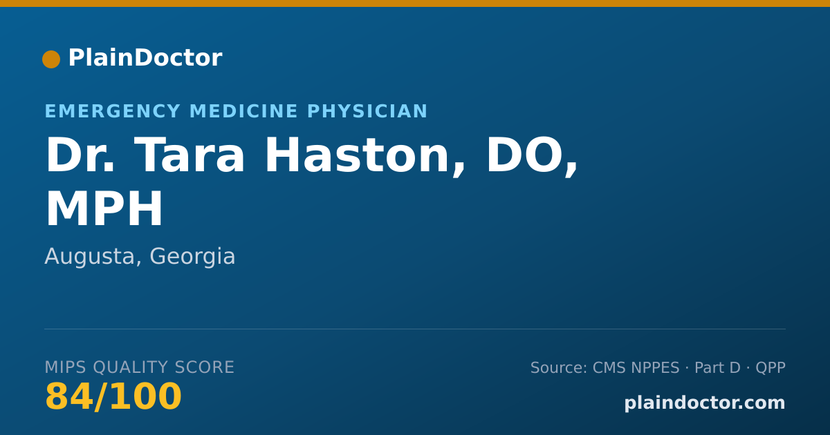 Shareable card for Tara Haston, DO, MPH - Emergency Medicine Physician, Augusta, GA
