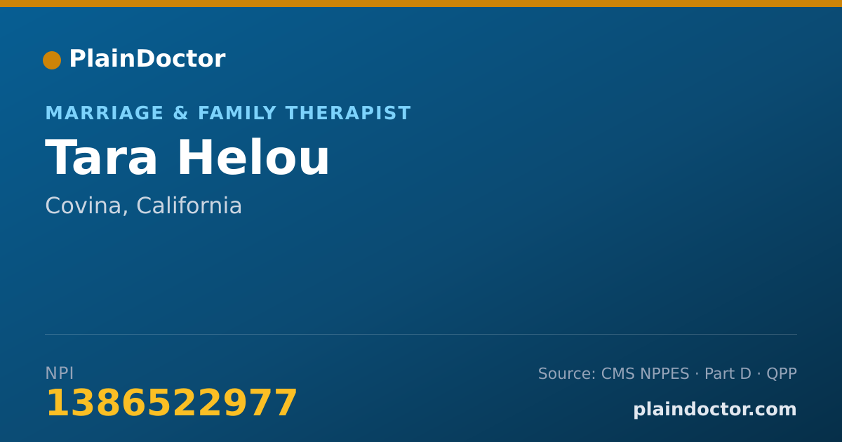 Shareable card for Tara Helou - Marriage & Family Therapist, Covina, CA