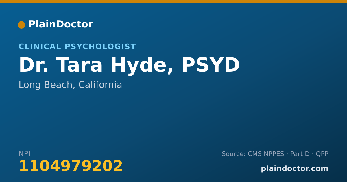 Shareable card for Tara Hyde, PSYD - Clinical Psychologist, Long Beach, CA