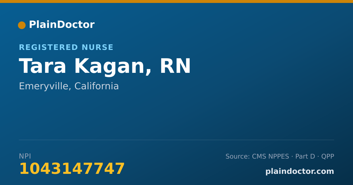Shareable card for Tara Kagan, RN - Registered Nurse, Emeryville, CA