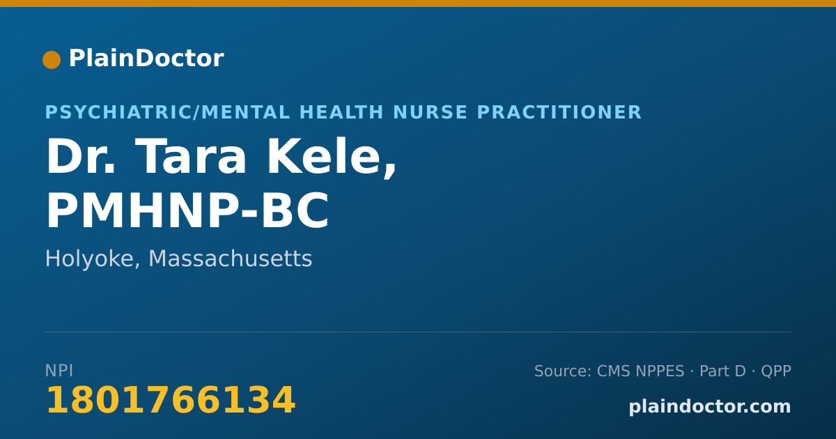 Shareable card for Tara Kele, PMHNP-BC - Psychiatric/Mental Health Nurse Practitioner, Holyoke, MA
