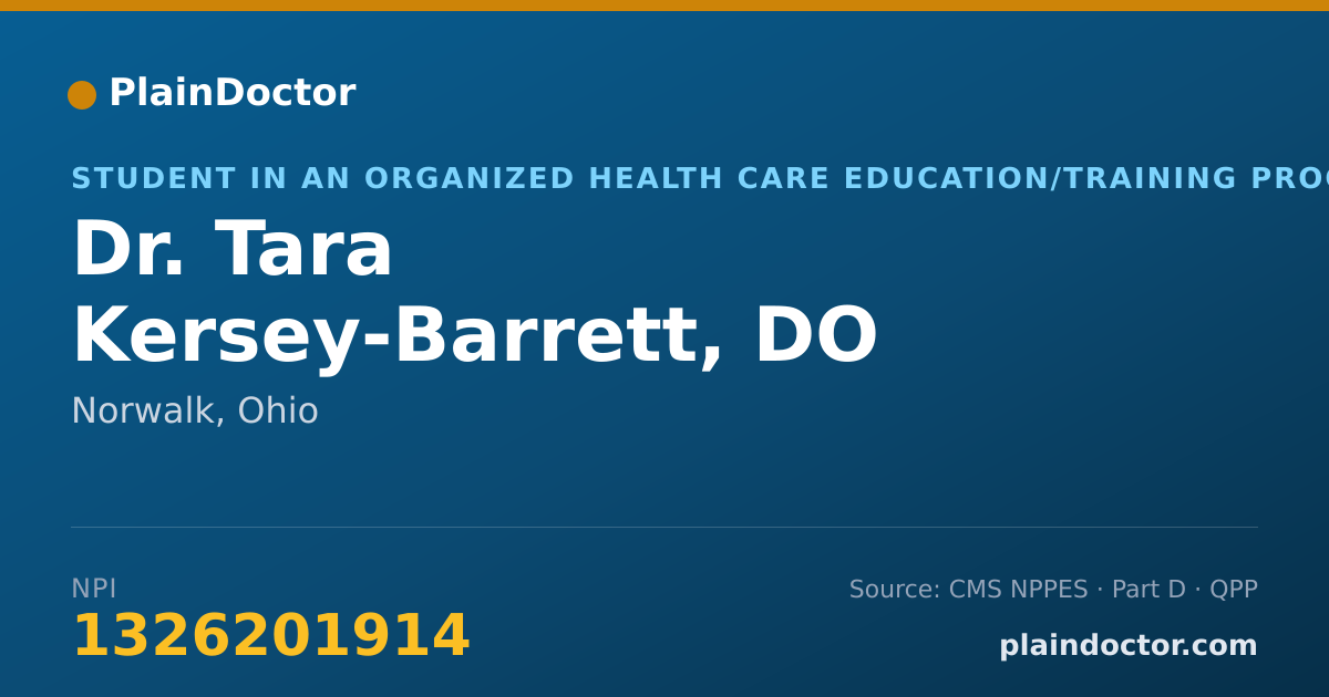 Shareable card for Tara Kersey-Barrett, DO - Student in an Organized Health Care Education/Training Program, Norwalk, OH