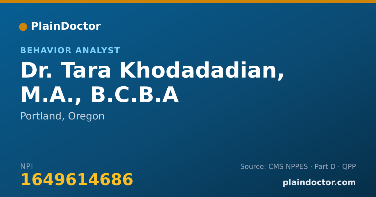 Shareable card for Tara Khodadadian, M.A., B.C.B.A - Behavior Analyst, Portland, OR