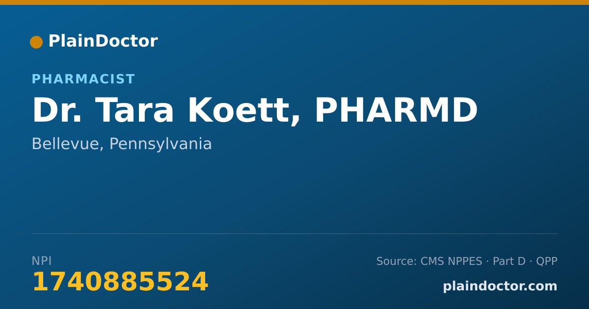 Shareable card for Tara Koett, PHARMD - Pharmacist, Bellevue, PA