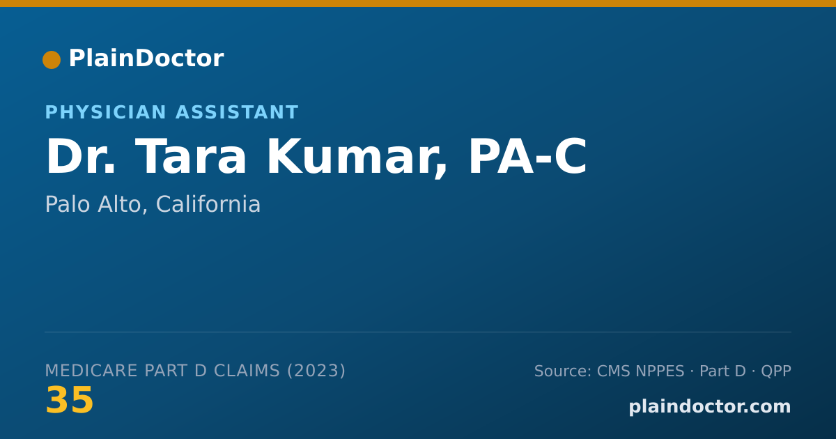 Shareable card for Tara Kumar, PA-C - Physician Assistant, Palo Alto, CA