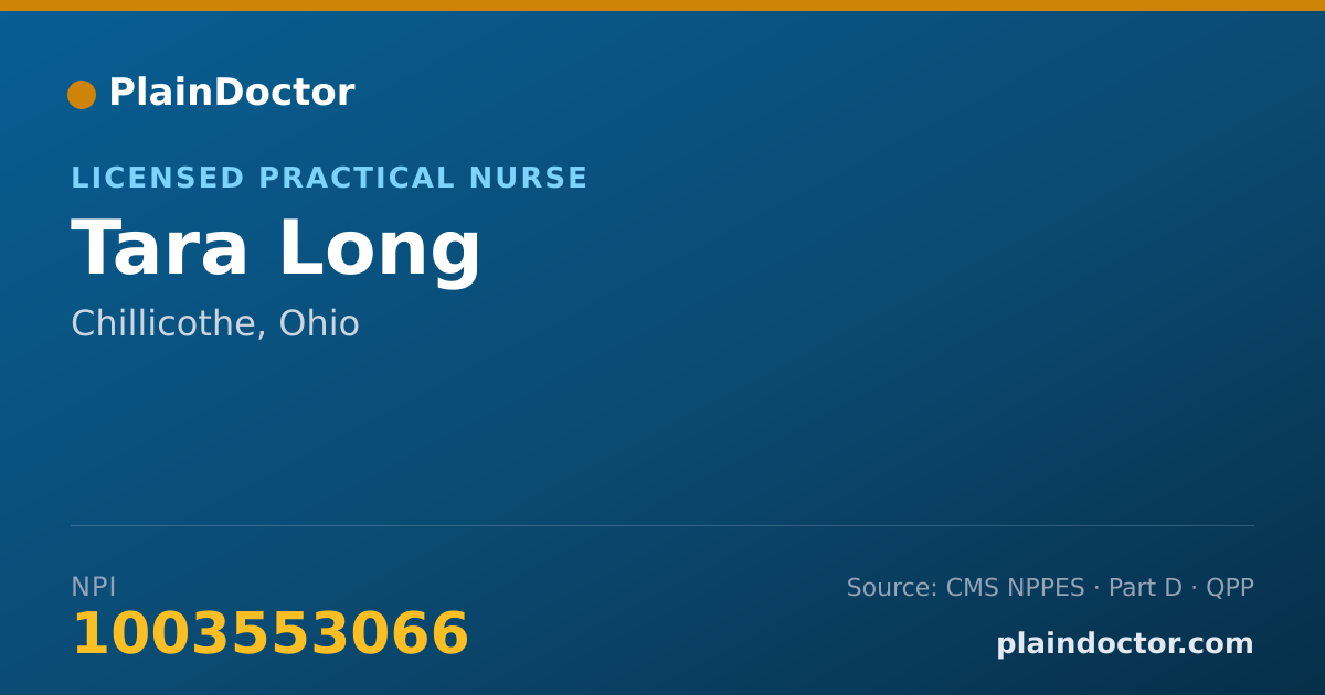 Shareable card for Tara Long - Licensed Practical Nurse, Chillicothe, OH