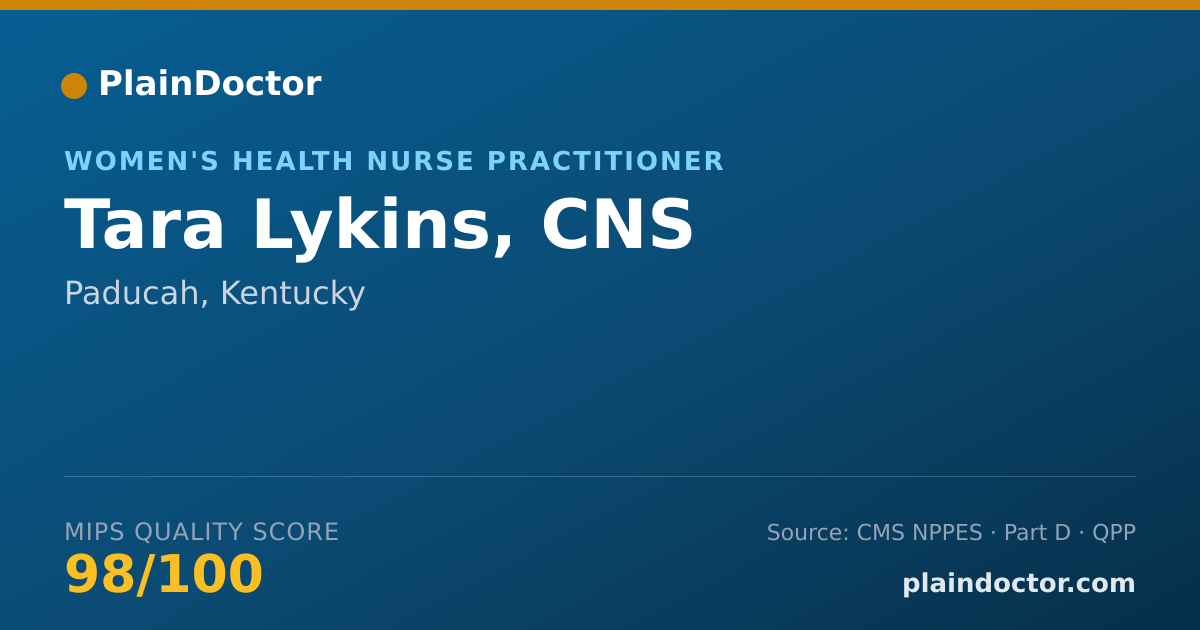 Shareable card for Tara Lykins, CNS - Women's Health Nurse Practitioner, Paducah, KY