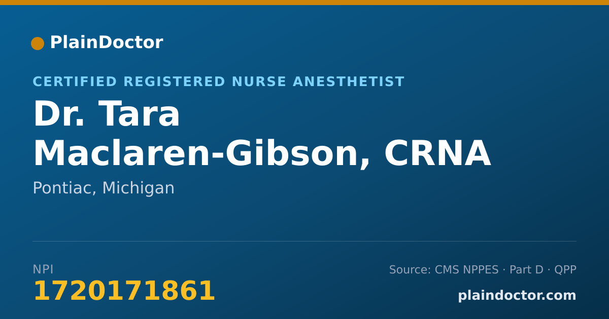 Shareable card for Tara Maclaren-Gibson, CRNA - Certified Registered Nurse Anesthetist, Pontiac, MI
