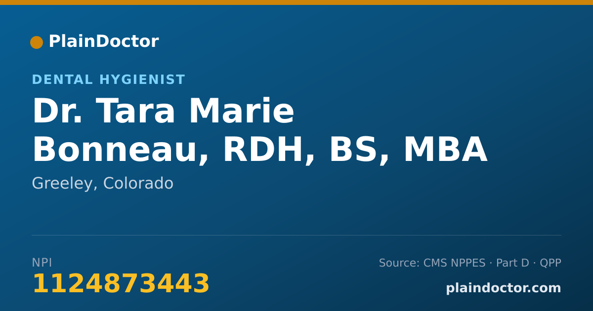 Shareable card for Tara Marie Bonneau, RDH, BS, MBA - Dental Hygienist, Greeley, CO