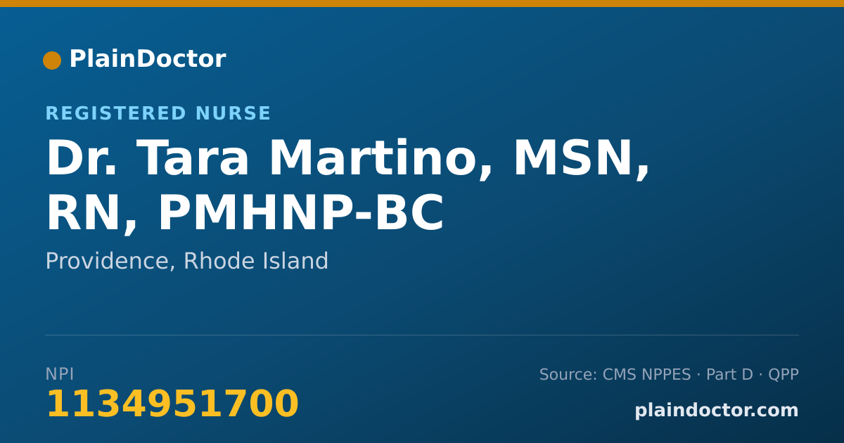 Shareable card for Tara Martino, MSN, RN, PMHNP-BC - Registered Nurse, Providence, RI
