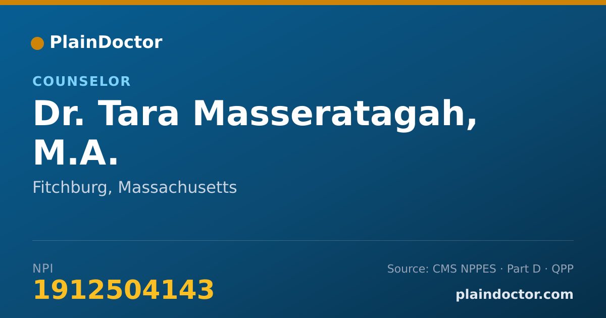 Shareable card for Tara Masseratagah, M.A. - Counselor, Fitchburg, MA