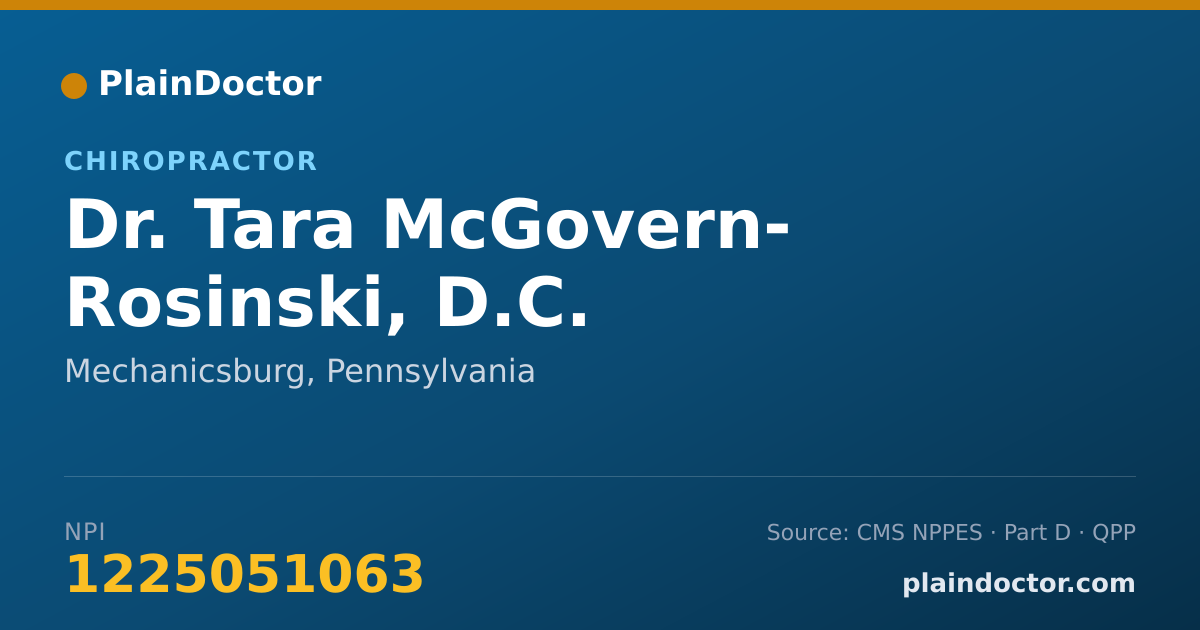 Shareable card for Tara McGovern- Rosinski, D.C. - Chiropractor, Mechanicsburg, PA