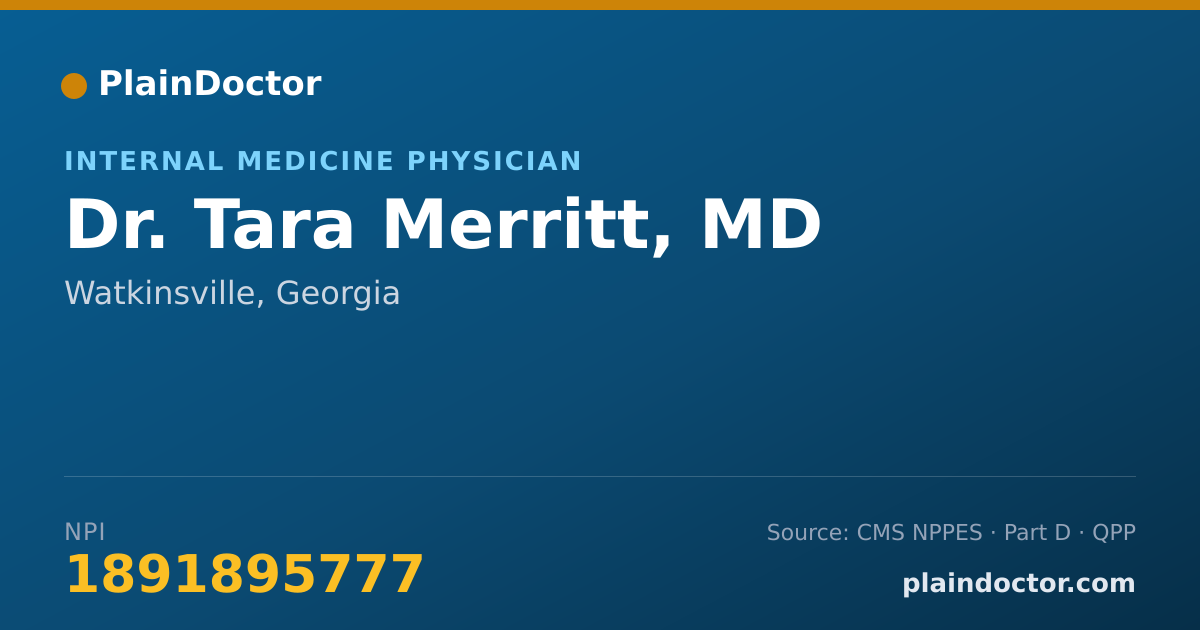 Shareable card for Tara Merritt, MD - Internal Medicine Physician, Watkinsville, GA