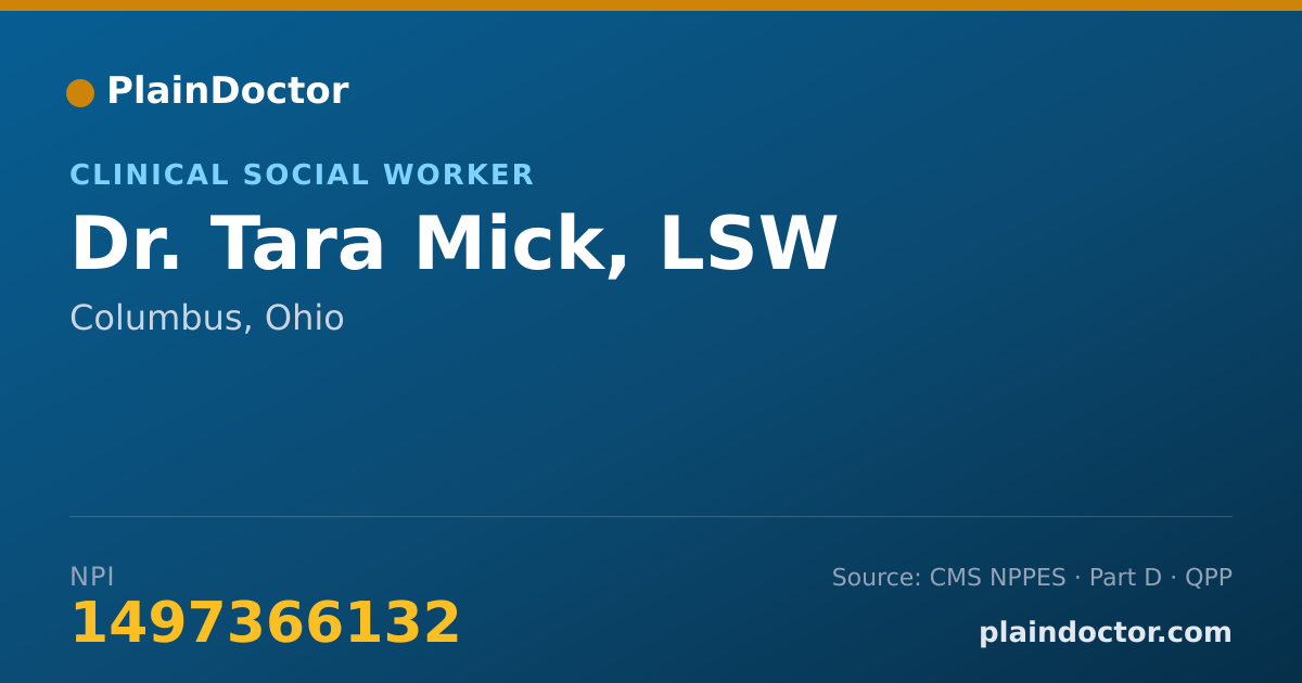 Shareable card for Tara Mick, LSW - Clinical Social Worker, Columbus, OH