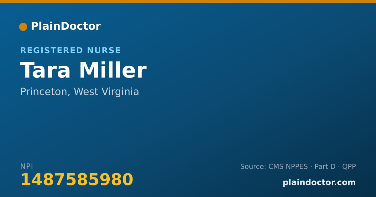 Shareable card for Tara Miller - Registered Nurse, Princeton, WV