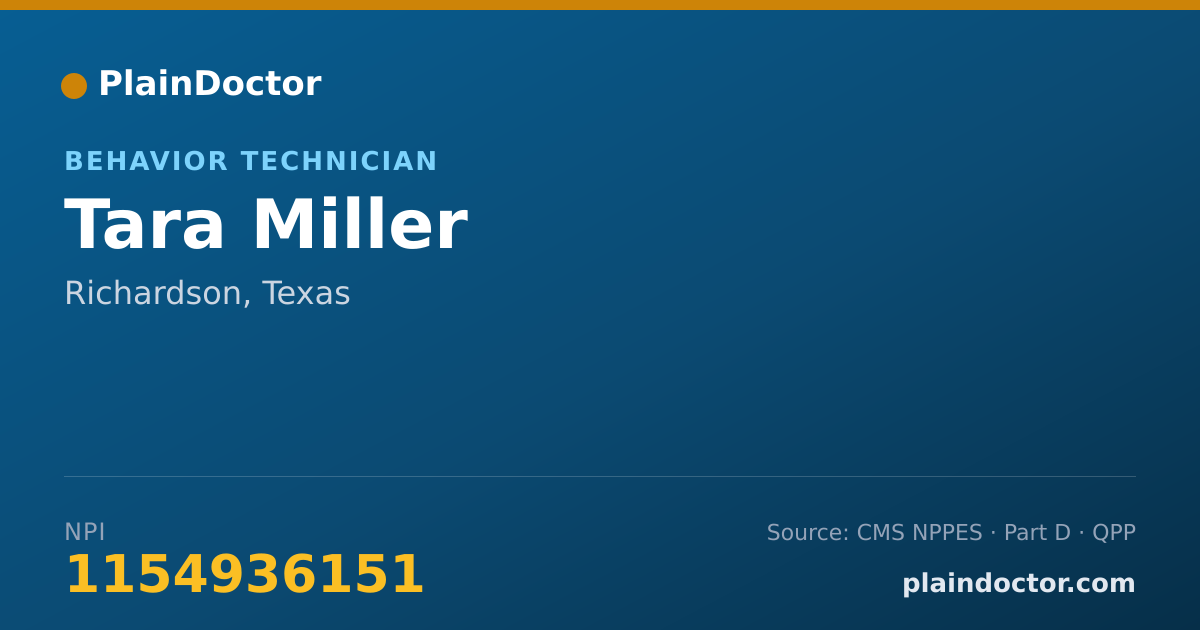 Shareable card for Tara Miller - Behavior Technician, Richardson, TX