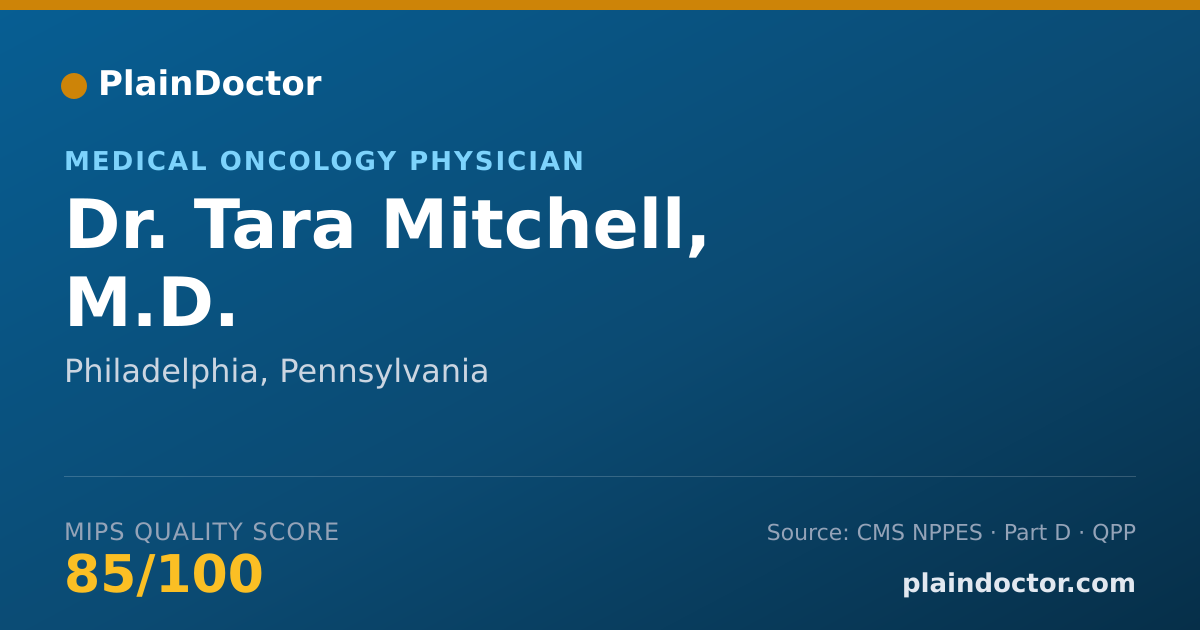 Shareable card for Tara Mitchell, M.D. - Medical Oncology Physician, Philadelphia, PA