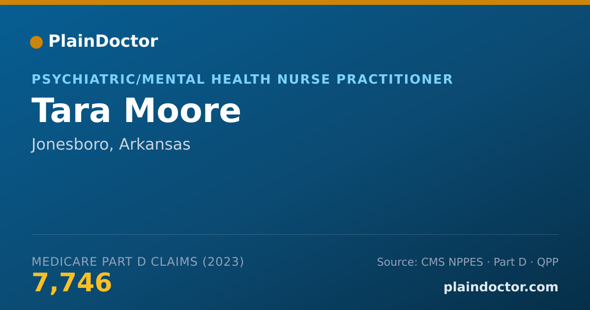 Shareable card for Tara Moore - Psychiatric/Mental Health Nurse Practitioner, Jonesboro, AR