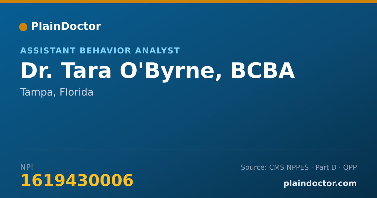 Shareable card for Tara O'Byrne, BCBA - Assistant Behavior Analyst, Tampa, FL