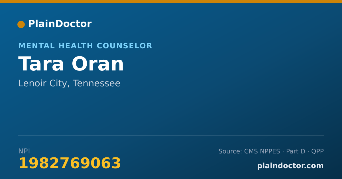 Shareable card for Tara Oran - Mental Health Counselor, Lenoir City, TN