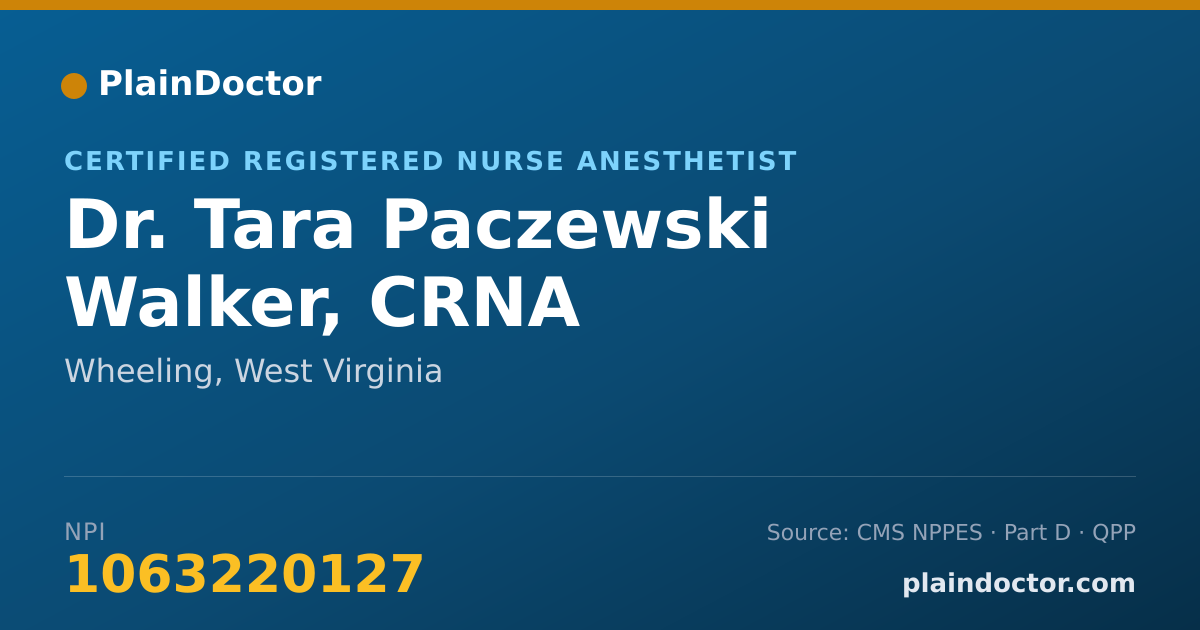 Shareable card for Tara Paczewski Walker, CRNA - Certified Registered Nurse Anesthetist, Wheeling, WV