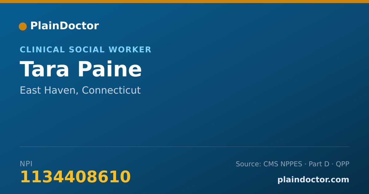 Shareable card for Tara Paine - Clinical Social Worker, East Haven, CT