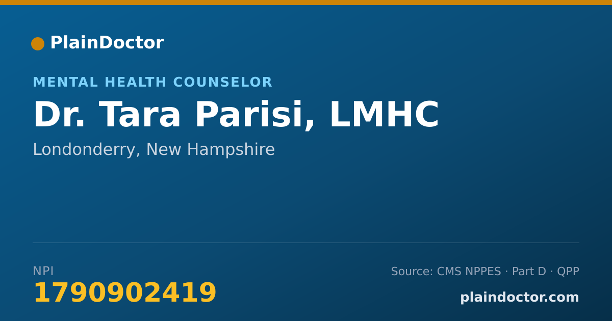 Shareable card for Tara Parisi, LMHC - Mental Health Counselor, Londonderry, NH