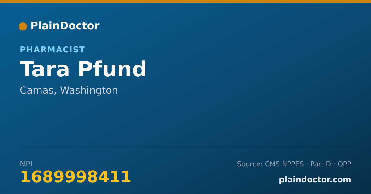 Shareable card for Tara Pfund - Pharmacist, Camas, WA