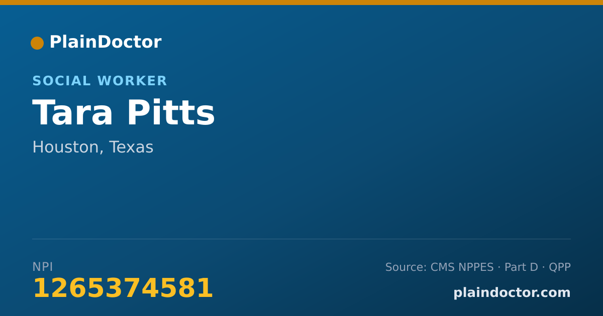 Shareable card for Tara Pitts - Social Worker, Houston, TX