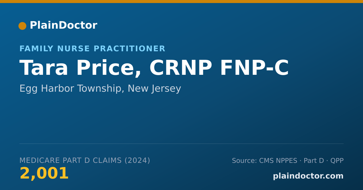Shareable card for Tara Price, CRNP FNP-C - Family Nurse Practitioner, Egg Harbor Township, NJ