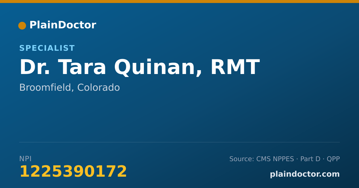 Shareable card for Tara Quinan, RMT - Specialist, Broomfield, CO