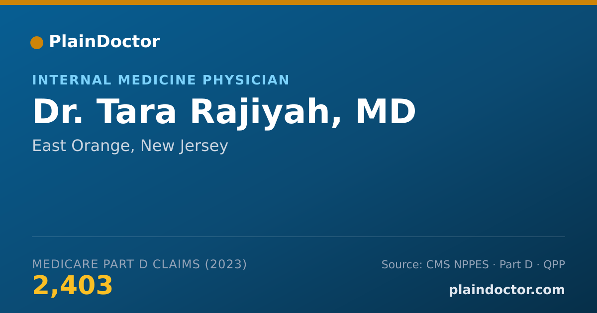 Shareable card for Tara Rajiyah, MD - Internal Medicine Physician, East Orange, NJ