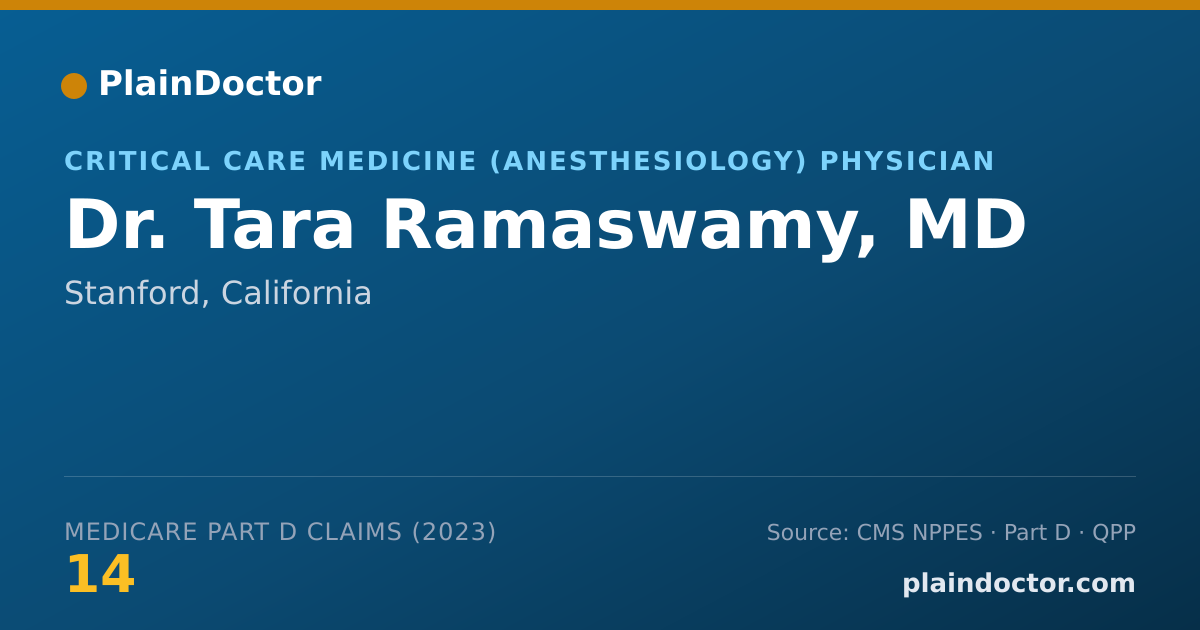 Shareable card for Tara Ramaswamy, MD - Critical Care Medicine (Anesthesiology) Physician, Stanford, CA