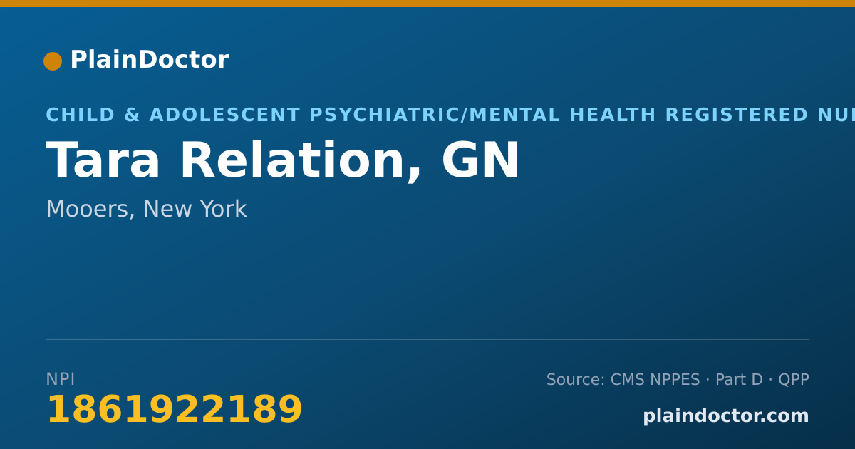 Shareable card for Tara Relation, GN - Child & Adolescent Psychiatric/Mental Health Registered Nurse, Mooers, NY