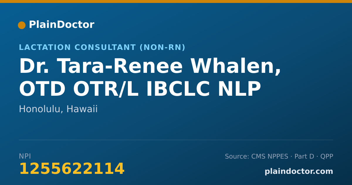 Shareable card for Tara-Renee Whalen, OTD OTR/L IBCLC NLP - Lactation Consultant (Non-RN), Honolulu, HI