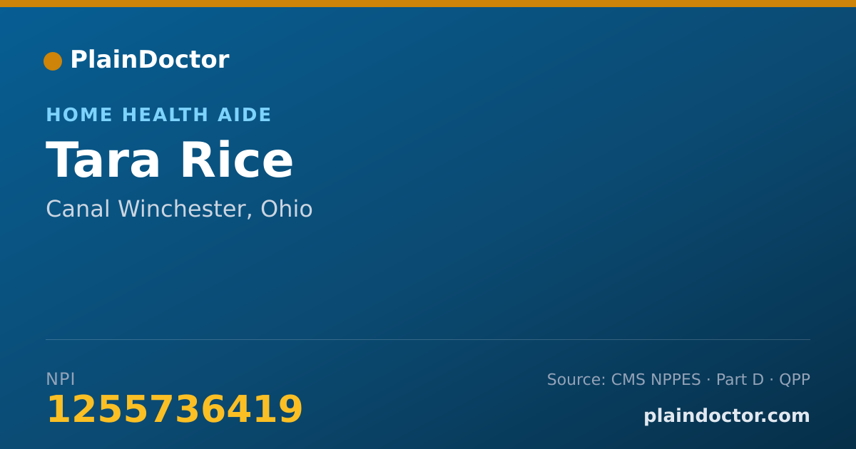 Shareable card for Tara Rice - Home Health Aide, Canal Winchester, OH