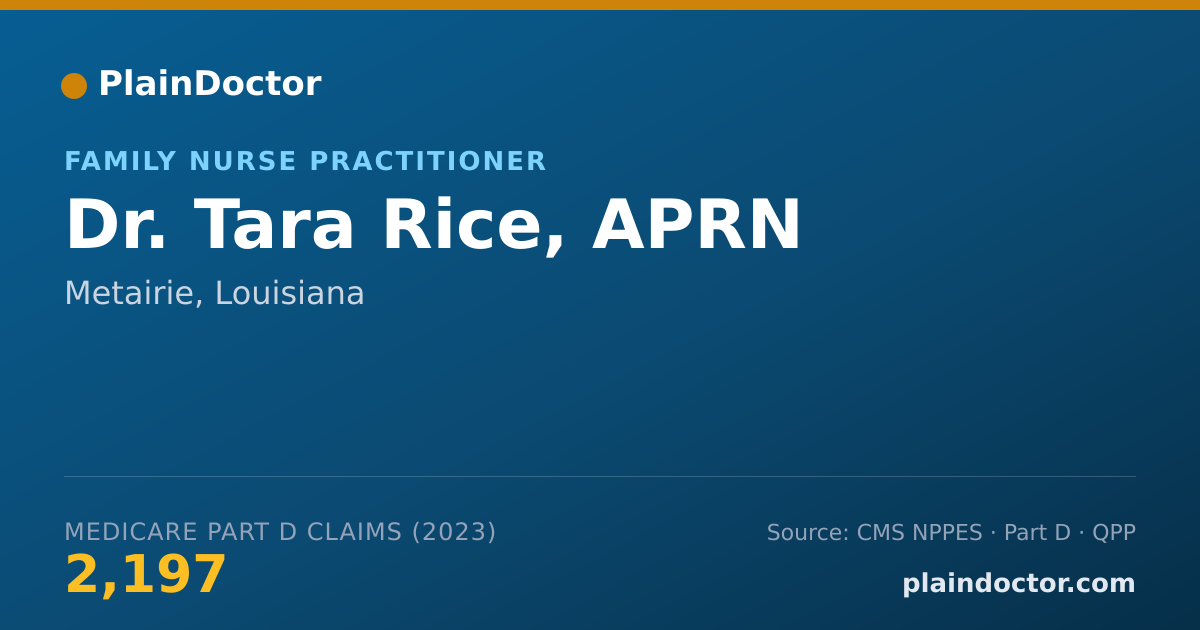 Shareable card for Tara Rice, APRN - Family Nurse Practitioner, Metairie, LA