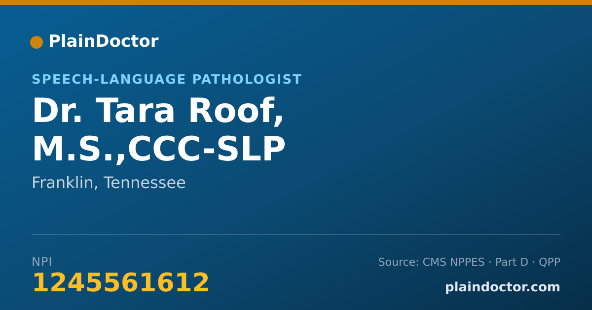 Shareable card for Tara Roof, M.S.,CCC-SLP - Speech-Language Pathologist, Franklin, TN