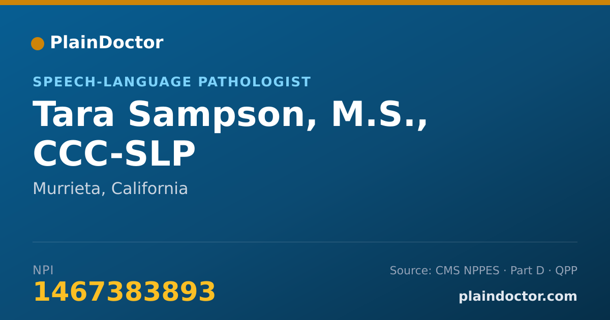 Shareable card for Tara Sampson, M.S., CCC-SLP - Speech-Language Pathologist, Murrieta, CA
