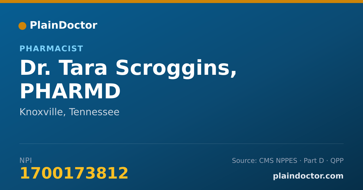 Shareable card for Tara Scroggins, PHARMD - Pharmacist, Knoxville, TN