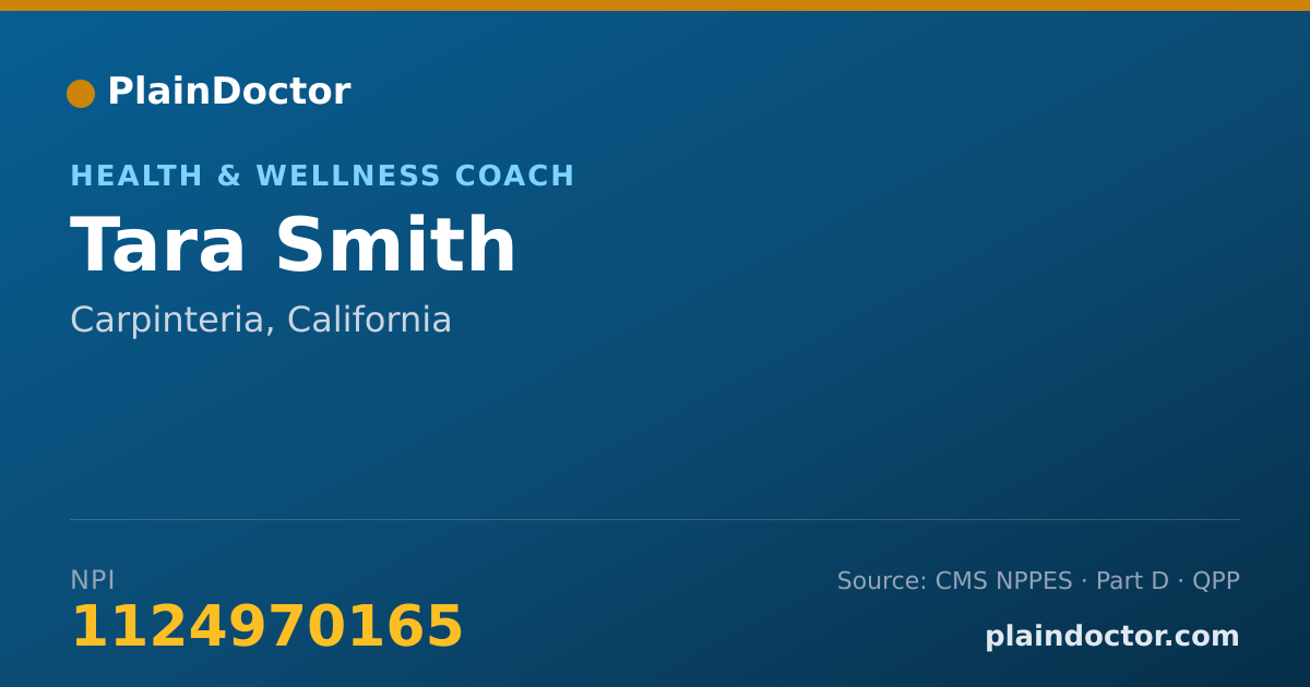 Shareable card for Tara Smith - Health & Wellness Coach, Carpinteria, CA