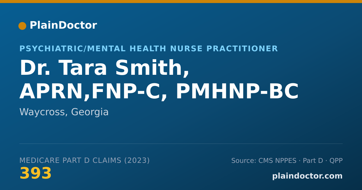 Shareable card for Tara Smith, APRN,FNP-C, PMHNP-BC - Psychiatric/Mental Health Nurse Practitioner, Waycross, GA