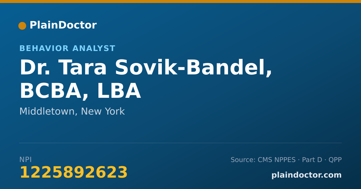 Shareable card for Tara Sovik-Bandel, BCBA, LBA - Behavior Analyst, Middletown, NY