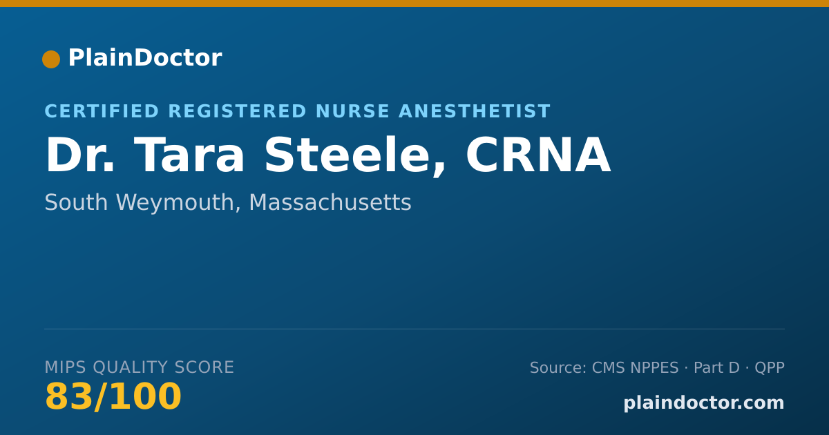 Shareable card for Tara Steele, CRNA - Certified Registered Nurse Anesthetist, South Weymouth, MA