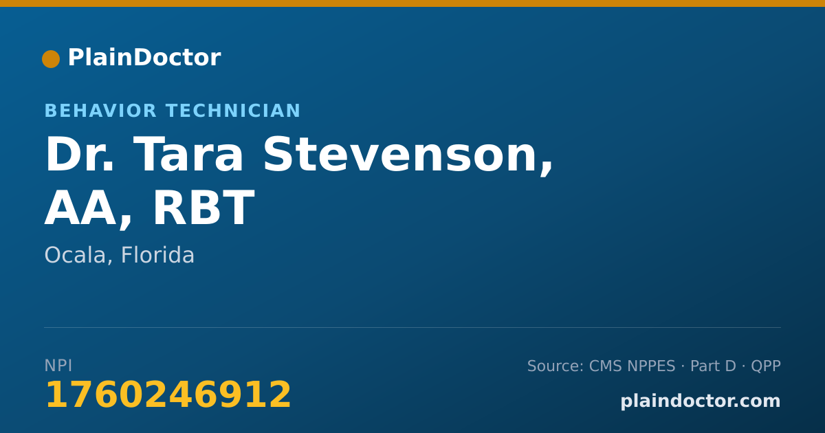 Shareable card for Tara Stevenson, AA, RBT - Behavior Technician, Ocala, FL
