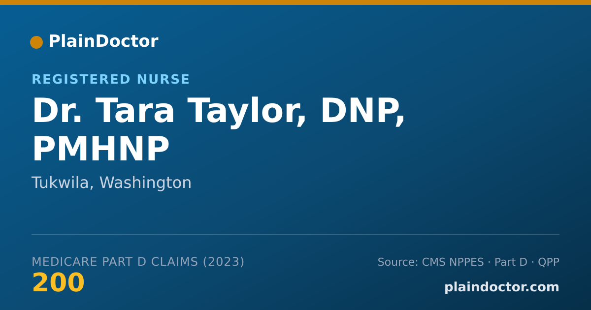 Shareable card for Tara Taylor, DNP, PMHNP - Registered Nurse, Tukwila, WA