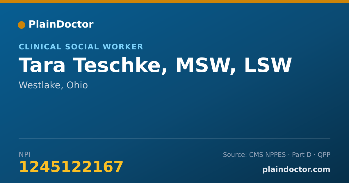 Shareable card for Tara Teschke, MSW, LSW - Clinical Social Worker, Westlake, OH